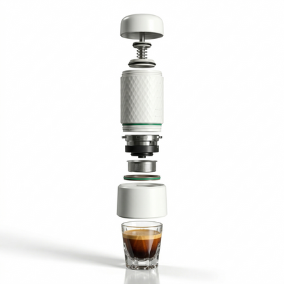 top view of portable manual espresso coffee machine with clean structure